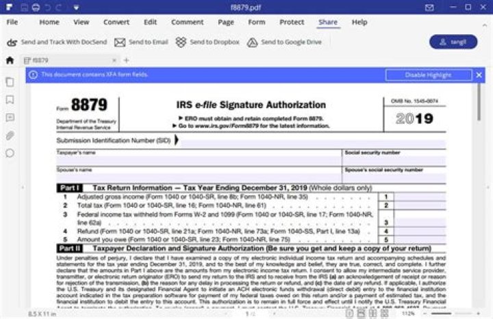 Does Form 8879 need to be signed?