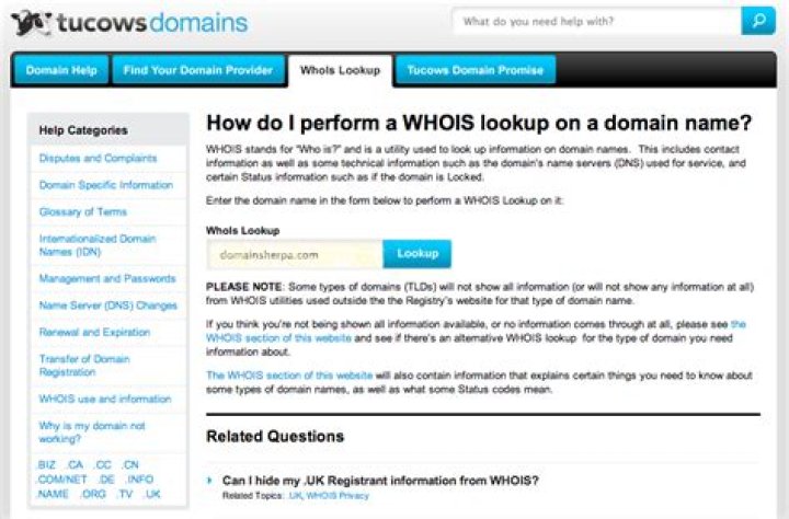 How do I see who owns a domain name?