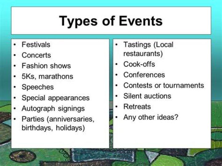 What are the 3 types of special events?