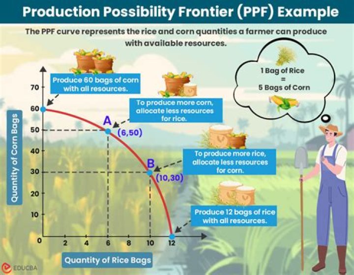 What does a production possibilities frontier show?