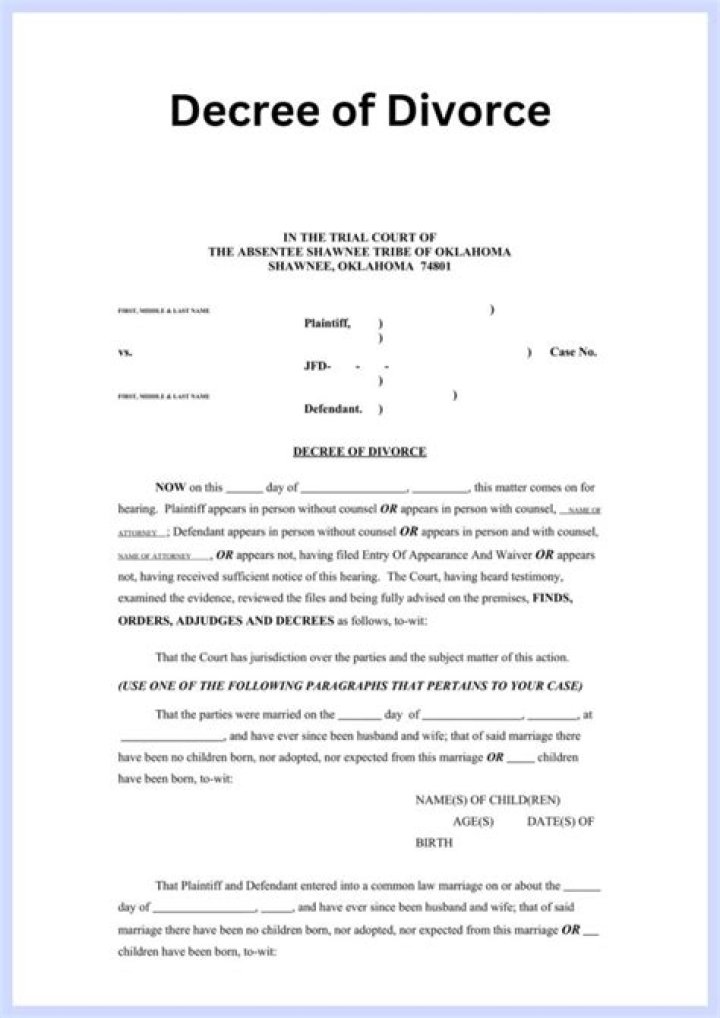 What does decree issued mean in a divorce?