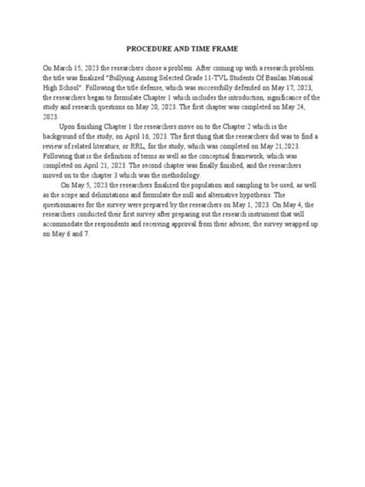 What is procedure and time frame?