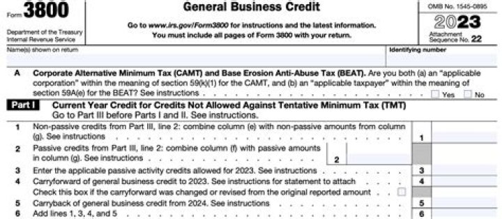 What is reported on Form 3800?