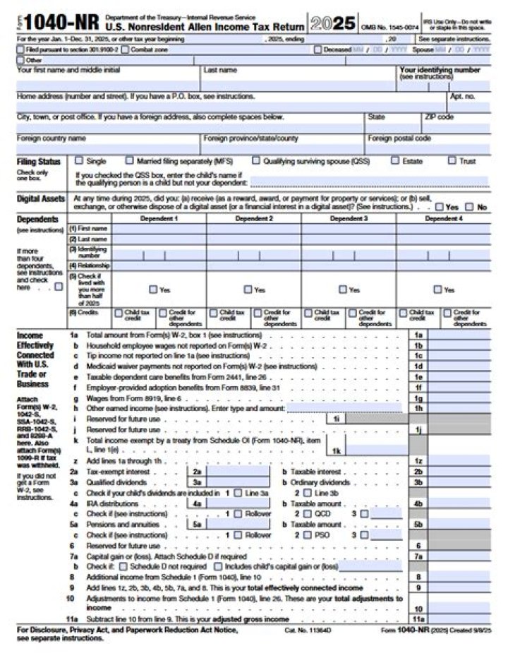 What is the due date for Form 1040NR?